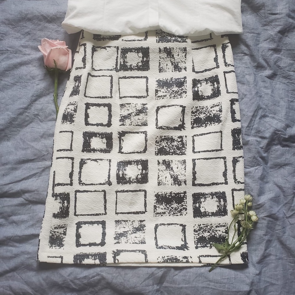 Korean Style Black and White Pencil Skirt
